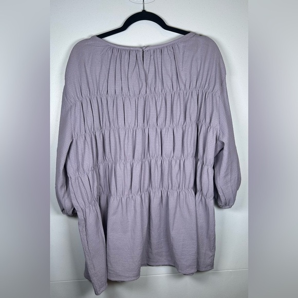 ODDY Lavender Smocked Blouse with Relaxed Fit and 3/4 Length Sleeves. Size 2X - Picture 3 of 8